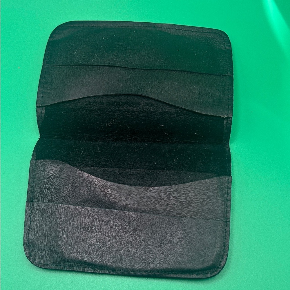 Black Custom Made Leather Card Wallets Set/3 - Picture 10 of 13